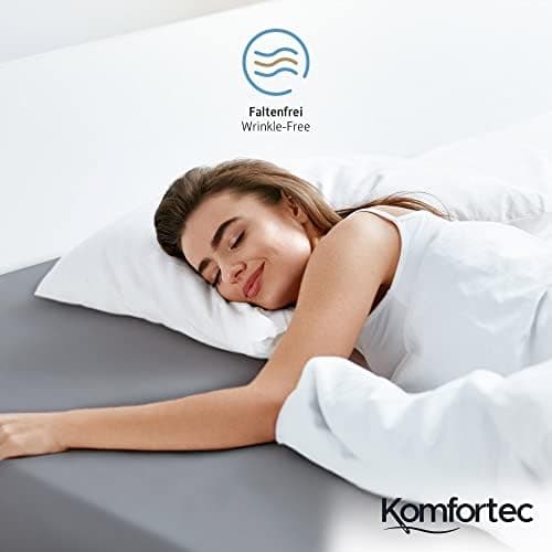 Komfortec Spannbettlaken 90x200 cm Jersey-Baumwolle – OEKO-TEX® Standard 100, Rundumgummizug für perfekte Passform, Weiß