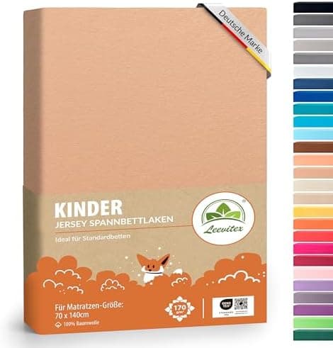leevitex® Spannbettlaken 180x200–200x200 cm | 100% Jersey-Baumwolle | für Matratzen bis 25 cm