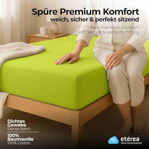 etérea Jersey-Spannbettlaken 80x200 cm Weiß – 100% Baumwolle, OEKO-TEX MADE IN GREEN & STANDARD 100