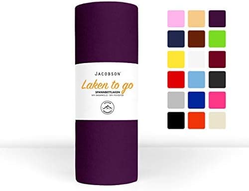 Jacobson Jersey-Spannbettlaken – 50% Baumwolle/50% Polyester, elastisch & hautsympathisch – 180–200 x 200 cm, 1er Set, N