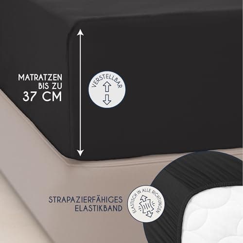 Dreamzie Topper-Spannbettlaken 180×200–200×200 cm – Jersey-Baumwolle 150 g/m², OEKO‑TEX STANDARD 100, extra niedrige Sei