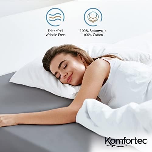 Komfortec Spannbettlaken 90x200 cm Jersey-Baumwolle – OEKO-TEX® Standard 100, Rundumgummizug für perfekte Passform, Weiß
