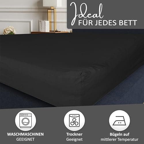 Leonado Vicent Spannbettlaken – 100% Baumwolle Jersey, Größen 180×200 & 200×200 cm, Grau