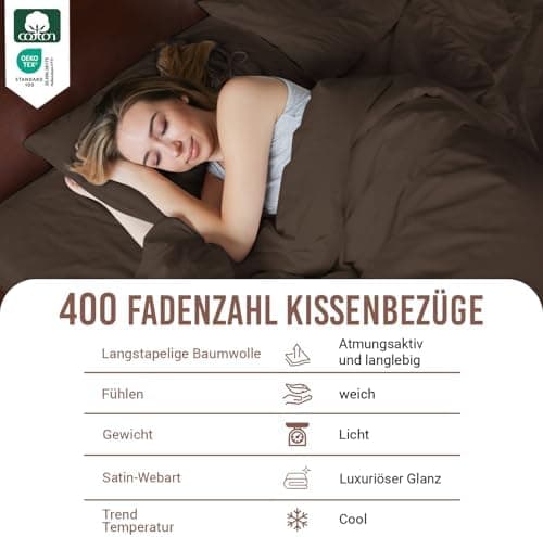 Pizuna Kissenbezüge 2er-Pack 40 x 80 cm Dunkelblau – 100% Langstapel-Baumwolle, 400 Fadenzahl