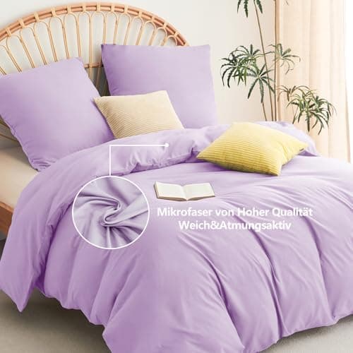 WAVVE Bettwäsche 135x200 – 4‑teiliges Mikrofaser‑Set Anthrazit (inkl. 2×80×80 cm Kissenbezüge) mit Reißverschluss, OEKO‑