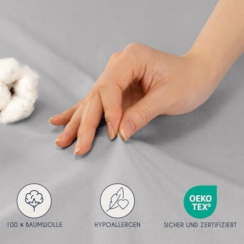 Dreamzie Topper-Spannbettlaken 180×200–200×200 cm – Jersey-Baumwolle 150 g/m², OEKO‑TEX STANDARD 100, extra niedrige Sei