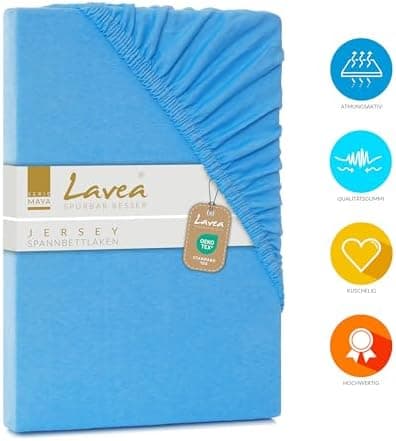 Lavea Spannbettlaken 120x200 cm – atmungsaktives Baumwoll‑Jersey, passend für Matratzen bis 20 cm (Mittelgrau)