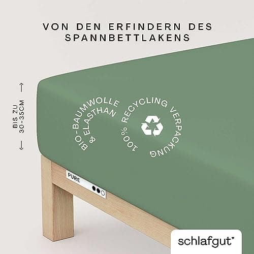Schlafgut Pure Spannbettlaken 90x200 bis 100x220 cm – 95% Bio-Baumwolle & 5% Elasthan, Oeko-TEX zertifiziert – passend f