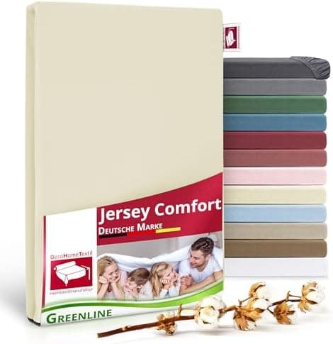 Greenline Spannbettlaken Premium Jersey – 100% Baumwolle, Champagner, 180–200x200 cm, bis 30 cm (auch für Boxspringbette
