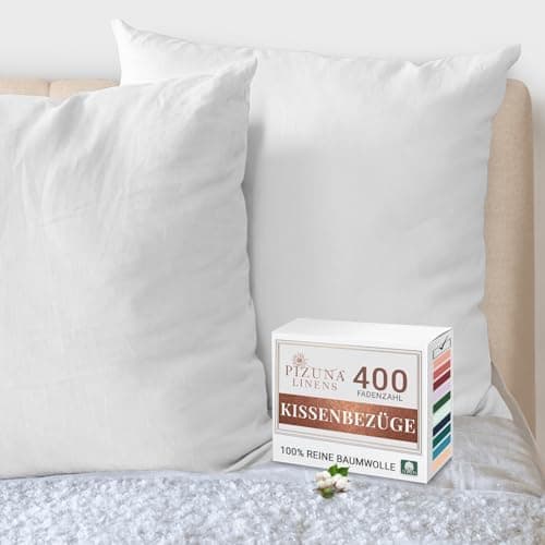 Pizuna Kissenbezüge 2er-Pack 40 x 80 cm Dunkelblau – 100% Langstapel-Baumwolle, 400 Fadenzahl