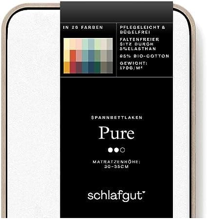 Schlafgut Pure Spannbettlaken 90x200 bis 100x220 cm – 95% Bio-Baumwolle & 5% Elasthan, Oeko-TEX zertifiziert – passend f