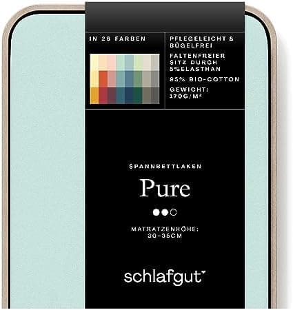 Schlafgut Pure Spannbettlaken 90x200 bis 100x220 cm – 95% Bio-Baumwolle & 5% Elasthan, Oeko-TEX zertifiziert – passend f