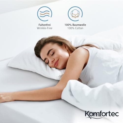 Komfortec Spannbettlaken 90x200 cm Jersey-Baumwolle – OEKO-TEX® Standard 100, Rundumgummizug für perfekte Passform, Weiß