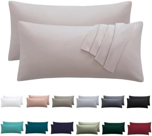 Kissenbezug 40x80 cm 2er Set – 100% Mikrofaser Beige, weich & bügelfrei mit Reißverschluss