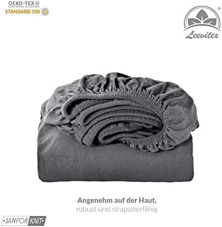 leevitex® Spannbettlaken 180x200–200x200 cm | 100% Jersey-Baumwolle | für Matratzen bis 25 cm