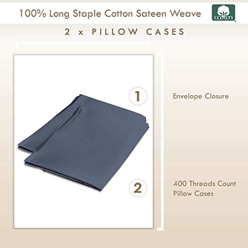 Pizuna Kissenbezüge 2er-Pack 40 x 80 cm Dunkelblau – 100% Langstapel-Baumwolle, 400 Fadenzahl