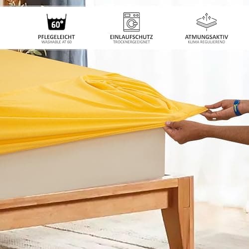 Jersey-Spannbettlaken 100% Baumwolle – 100% gekämmte Baumwolle, 90 x 200 cm (Steghöhe 27 cm)