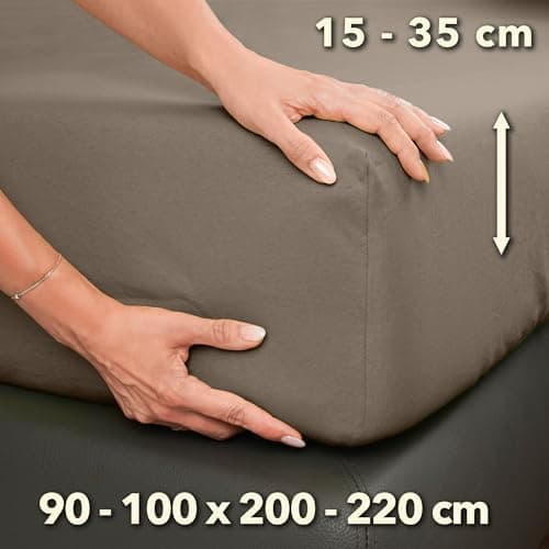 STUDIO Spannbettlaken Jersey – 97 % Baumwolle / 3 % Elastan – 120×200 / 120×220 / 130×200 / 130×220 cm, passend für Matr