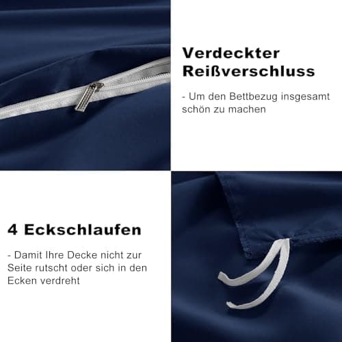 WAVVE Bettwäsche 135x200 – 4‑teiliges Mikrofaser‑Set Anthrazit (inkl. 2×80×80 cm Kissenbezüge) mit Reißverschluss, OEKO‑