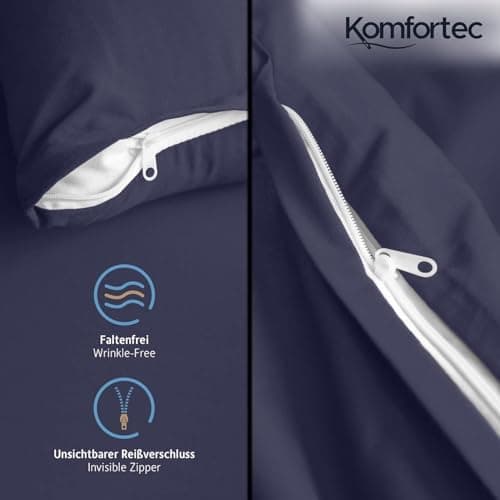 Komfortec Bettwäsche 2‑teilig (Bettbezug 155x220 + Kissenbezug 80x80) – superweiche gebürstete 100% Mikrofaser, Grau, OE