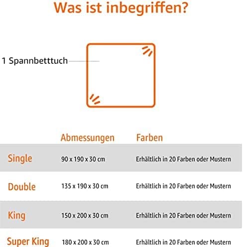 Amazon Basics Spannbettlaken – Mikrofaser Spannbetttuch 150 x 200 x 30 cm (für Matratzen bis 30 cm)