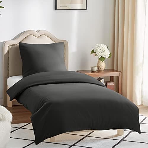 WAVVE Bettwäsche 135x200 – 4‑teiliges Mikrofaser‑Set Anthrazit (inkl. 2×80×80 cm Kissenbezüge) mit Reißverschluss, OEKO‑