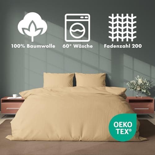 JACOBSON Bettwäsche 135x200 – 100% Baumwolle Perkal, OEKO‑TEX, 2‑teilig (135x200 + 80x80) mit Reißverschluss, Anthrazit