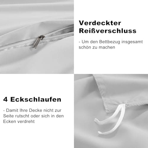 WAVVE Bettwäsche 135x200 – 4‑teiliges Mikrofaser‑Set Anthrazit (inkl. 2×80×80 cm Kissenbezüge) mit Reißverschluss, OEKO‑