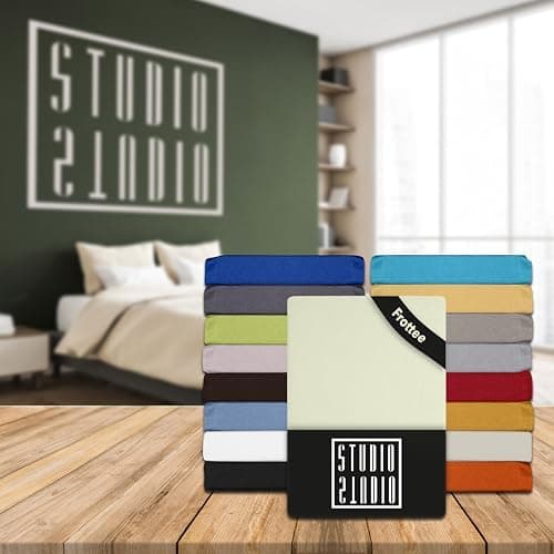 STUDIO Basic Frottee-Spannbettlaken 90 x 200 cm – weiches 80% Baumwolle/20% Polyester, elastisch & bügelfrei, OEKO-TEX f