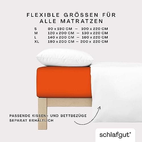 Schlafgut Pure Spannbettlaken 90x200 bis 100x220 cm – 95% Bio-Baumwolle & 5% Elasthan, Oeko-TEX zertifiziert – passend f
