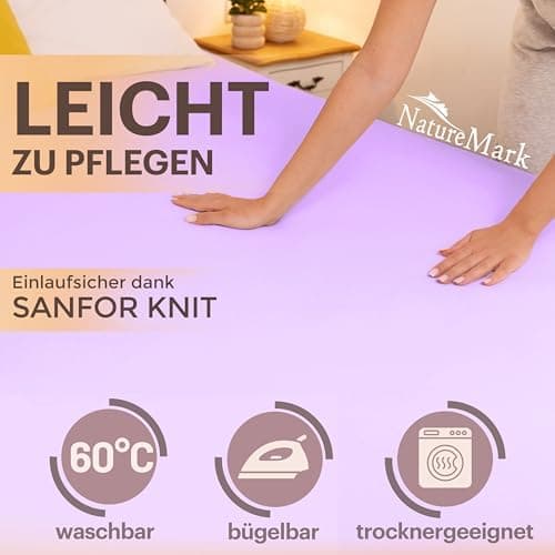 NatureMark Jersey-Spannbettlaken 2er-Pack – 100% Baumwolle, 90 x 200–100 x 200 cm, Creme/Natur