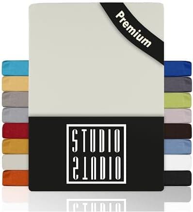 STUDIO Spannbettlaken Jersey – 97 % Baumwolle / 3 % Elastan – 120×200 / 120×220 / 130×200 / 130×220 cm, passend für Matr