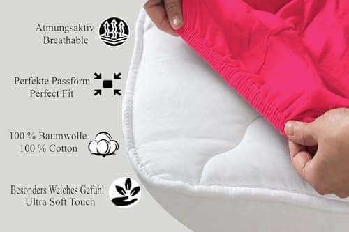 120x200 cm Jersey-Spannbettlaken – 100% Baumwolle, Weiß