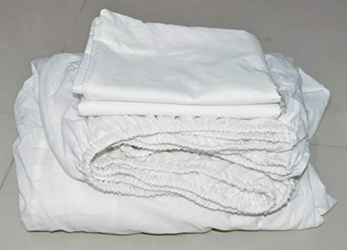 Spannbetttuch 100% Baumwolle, Weiß – 160 x 220 x 35 cm (35 cm Tiefe)