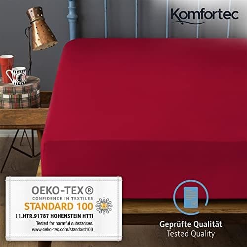 Komfortec Spannbettlaken 90x200 cm Jersey-Baumwolle – OEKO-TEX® Standard 100, Rundumgummizug für perfekte Passform, Weiß