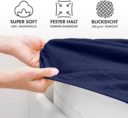 Jacobson Jersey-Spannbettlaken aus Baumwolle – OEKO-TEX STANDARD 100, 180x200–200x200 cm, Weiß