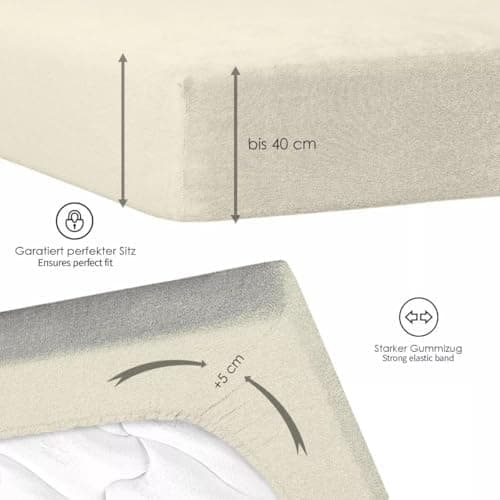 120x200 cm Jersey-Spannbettlaken – 100% Baumwolle, Weiß