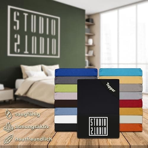 STUDIO Basic Spannbettlaken 200×220 cm – Jersey aus 100% gekämmter Baumwolle, elastisch & bügelfrei, passend für Matratz