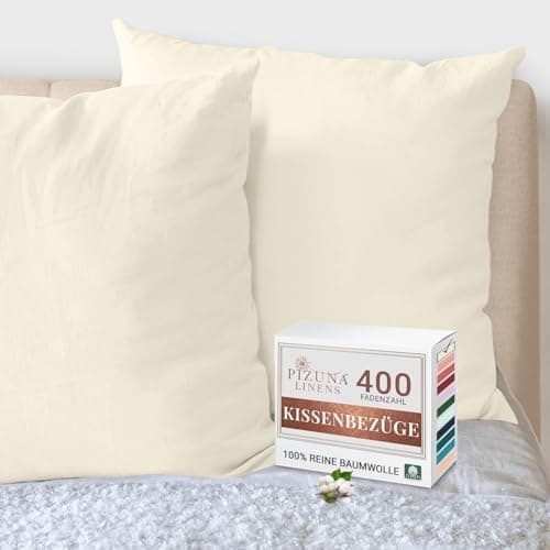 Pizuna Kissenbezüge 2er-Pack 40 x 80 cm Dunkelblau – 100% Langstapel-Baumwolle, 400 Fadenzahl