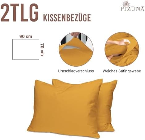 Pizuna Kissenbezüge 2er-Pack 40 x 80 cm Dunkelblau – 100% Langstapel-Baumwolle, 400 Fadenzahl