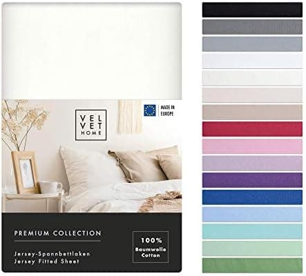 VelvetHome Spannbettlaken 120 x 200 cm – 100% gekämmte Baumwolle (Jersey), passend für Matratzen bis 25 cm