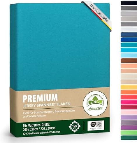 Premium Spannbettlaken – 97% Mako-Jersey-Baumwolle, 3% Elasthan | Boxspringbett-geeignet 90×200–100×220 cm