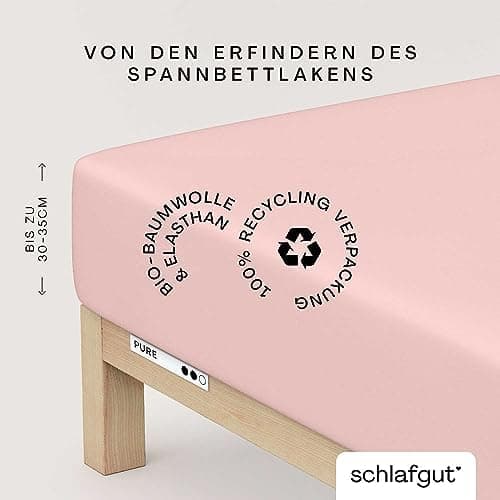Schlafgut Pure Spannbettlaken 90x200 bis 100x220 cm – 95% Bio-Baumwolle & 5% Elasthan, Oeko-TEX zertifiziert – passend f