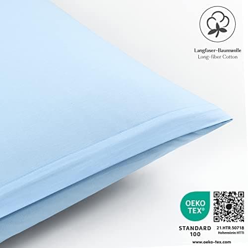 2er-Set Kissenbezüge 40 x 80 cm – Renforcé, 100% Baumwolle, superweich mit Reißverschluss, Babyrosa