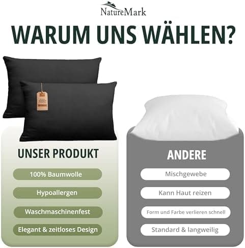 NatureMark Jersey Kissenbezüge – weich & atmungsaktiv, hautfreundlich – 40x40 cm, Anthrazit