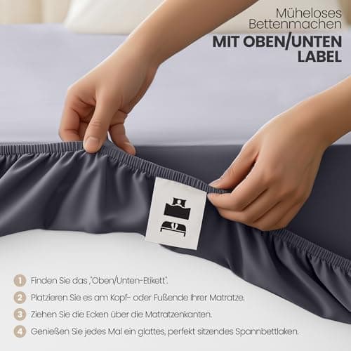 Utopia Bedding 2er-Set Spannbettlaken 140 x 200 cm – OEKO-TEX MADE IN GREEN zertifiziert – 35 cm Tiefe Tasche