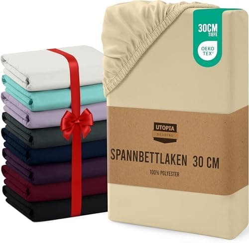 Utopia Bedding Spannbettlaken 120 x 200 cm für Matratzen bis 30 cm – gebürstete Mikrofaser, OEKO‑TEX® STANDARD 100