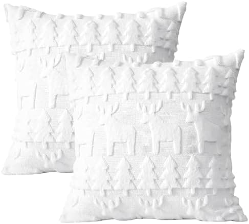Artscope 2er-Set Kissenbezüge (40x40 cm) – weicher Kurzplüsch Wollsamt, Schneeflocke Creme Beige