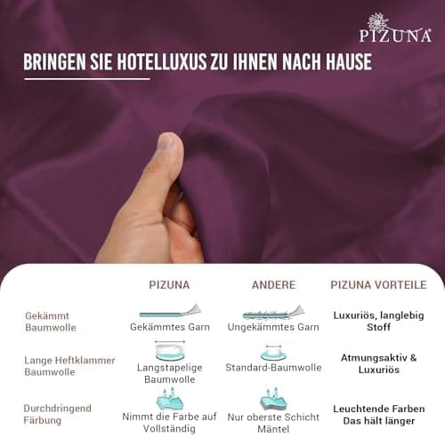 Pizuna Kissenbezüge 2er-Pack 40 x 80 cm Dunkelblau – 100% Langstapel-Baumwolle, 400 Fadenzahl