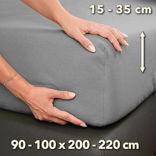 STUDIO Spannbettlaken Jersey – 97 % Baumwolle / 3 % Elastan – 120×200 / 120×220 / 130×200 / 130×220 cm, passend für Matr